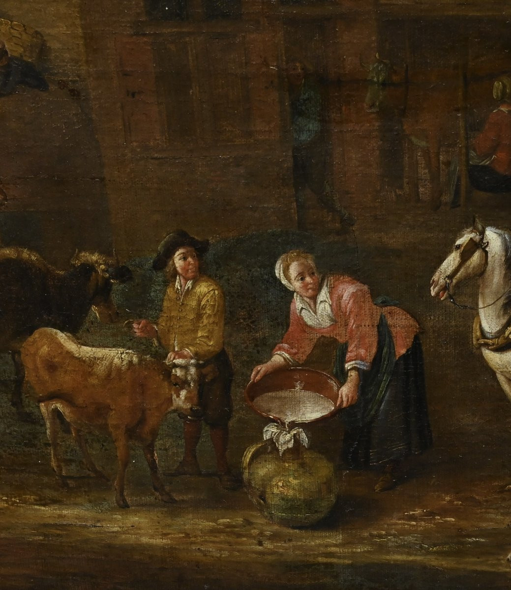 Peasant Village Oil On Canvas - Holland 17th Century-photo-3